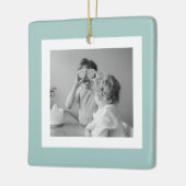 家族モダンフォトミントシンプルラブギフト セラミックオーナメント (左)