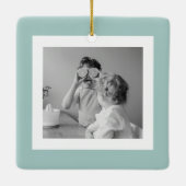 家族モダンフォトミントシンプルラブギフト セラミックオーナメント (裏面)