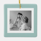 家族モダンフォトミントシンプルラブギフト セラミックオーナメント (正面)