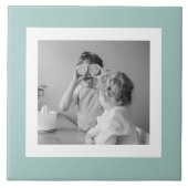 家族モダンフォトミントシンプルラブギフト タイル (正面)