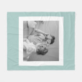 家族モダンフォトミントシンプルラブギフト フリースブランケット (正面(横))