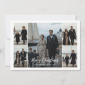 家族モダンブルー航海のクリスマスビーチ写真 シーズンカード (正面)