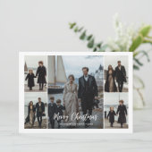 家族モダンブルー航海のクリスマスビーチ写真 シーズンカード (スタンド正面)