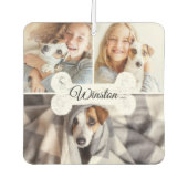 家族モダンペット3フォトコラージドッグボーン&名前 カーエアーフレッシュナー (正面)