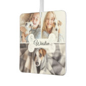 家族モダンペット3フォトコラージドッグボーン&名前 カーエアーフレッシュナー (左)