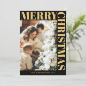 家族モダンポートレートメリークリスマス シーズンカード (スタンド正面)