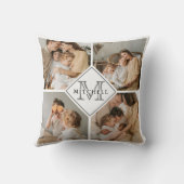 家族モダンミニマル写真コラージュ | カスタム贈 クッション (裏面)
