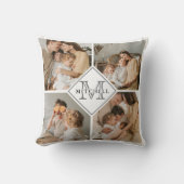 家族モダンミニマル写真コラージュ | カスタム贈 クッション (正面)