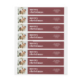 家族モダンミニマル写真レッドクリスマスラップ ラップアラウンドラベル (シート)