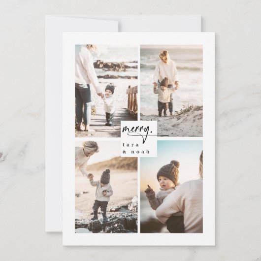 家族モダンメリー写真クリスマスカード シーズンカード (正面)