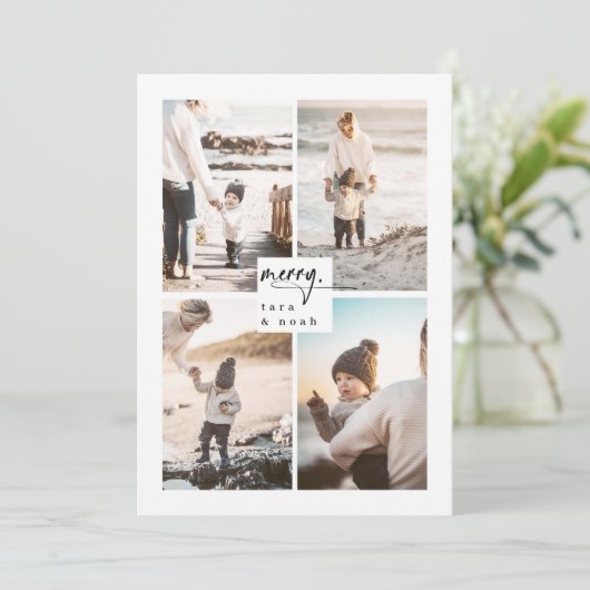 家族モダンメリー写真クリスマスカード シーズンカード (スタンド正面)