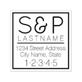 家族モダンモノグラムと差出人住所 セルフインキングスタンプ (デザイン)