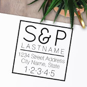 家族モダンモノグラムと差出人住所 セルフインキングスタンプ