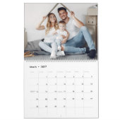家族モダンモノグラム名ピンク18写真コラージュ カレンダー (3月 2027)