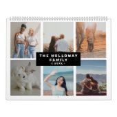 家族モダンモノグラム名black18写真コラージュ カレンダー (カバー)