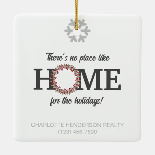 家族モダンモノグラム実在エステートクリスマス セラミックオーナメント (裏面)