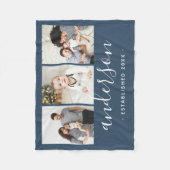 家族モダンモノグラム3フォトコラージュ フリースブランケット (正面)