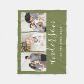 家族モダンモノグラム3フォトコラージュ フリースブランケット (正面)