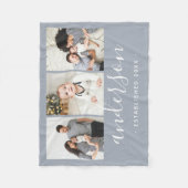 家族モダンモノグラム3フォトコラージュ フリースブランケット (正面)