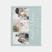 家族モダンモノグラム3フォトコラージュ フリースブランケット (正面)