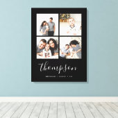 家族モダンモノグラム4フォトコラージュ キャンバスプリント (インサイチュ (ウッドフロア))