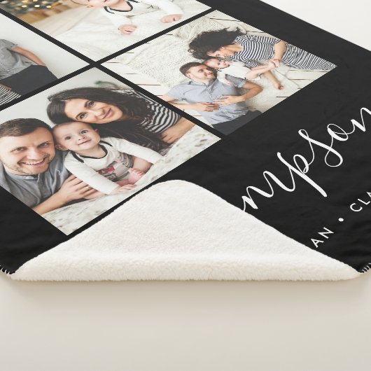 家族モダンモノグラムInstagramフォトコラージュ シェルパブランケット (3/4)
