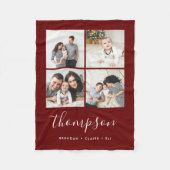 家族モダンモノグラムInstagramフォトコラージュ フリースブランケット (正面)