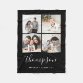 家族モダンモノグラムInstagramフォトコラージュ フリースブランケット (正面)