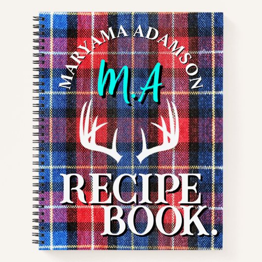 家族モダンレシピ書。 | バッファロー素朴プレイド ノートブック (正面)