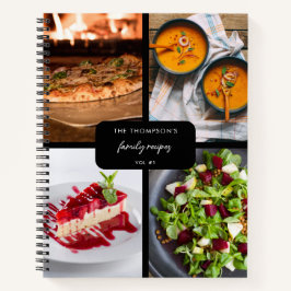 家族モダンレシピ4フォトコラージュレシピブラック ノートブック