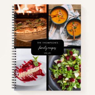 家族モダンレシピ4フォトコラージュレシピブラック ノートブック