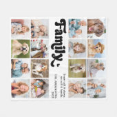 家族モダンレトロ16パーソナライズされたフォトコラージュ フリースブランケット (正面(横))