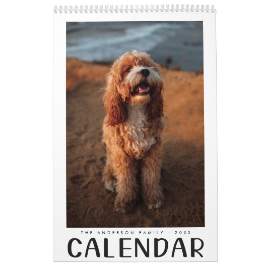 家族モダン写真かわいい手書き カレンダー (カバー)