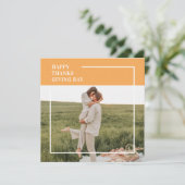 家族モダン写真と幸せな感謝祭の日の贈り物 (スタンド正面)