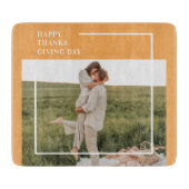 家族モダン写真と幸せな感謝祭の日の贈り物 カッティングボード (正面)