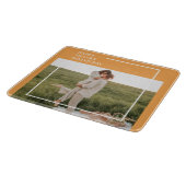 家族モダン写真と幸せな感謝祭の日の贈り物 カッティングボード (角)