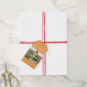 家族モダン写真と幸せな感謝祭の日の贈り物 ギフトタグ (より糸付き)