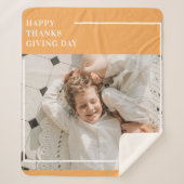 家族モダン写真と幸せな感謝祭の日の贈り物 シェルパブランケット (正面)