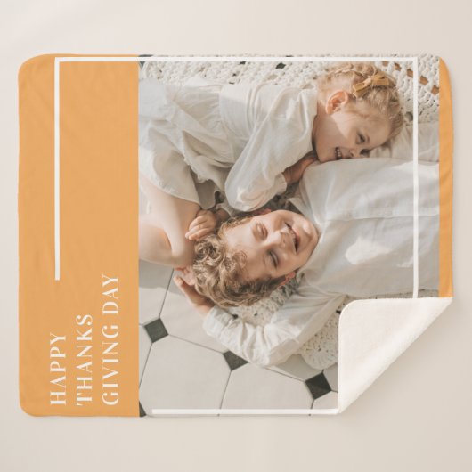 家族モダン写真と幸せな感謝祭の日の贈り物 シェルパブランケット (正面(横))