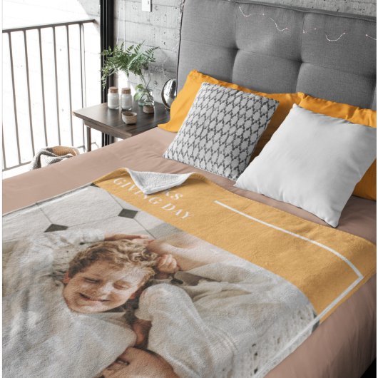 家族モダン写真と幸せな感謝祭の日の贈り物 シェルパブランケット