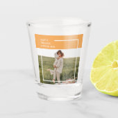 家族モダン写真と幸せな感謝祭の日の贈り物 ショットグラス (正面)