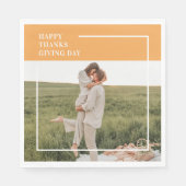 家族モダン写真と幸せな感謝祭の日の贈り物 スタンダードランチョンナプキン (正面)