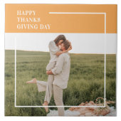 家族モダン写真と幸せな感謝祭の日の贈り物 タイル (正面)