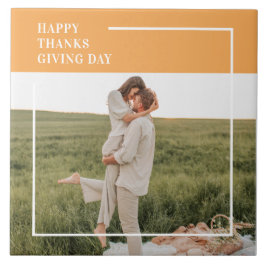 家族モダン写真と幸せな感謝祭の日の贈り物 タイル