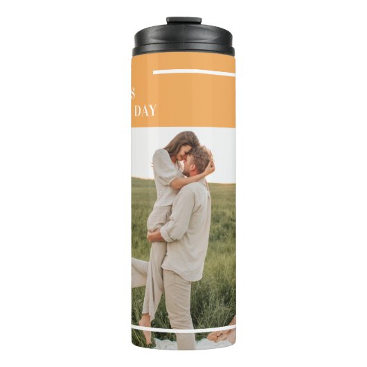 家族モダン写真と幸せな感謝祭の日の贈り物 タンブラー (正面)