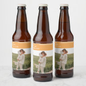 家族モダン写真と幸せな感謝祭の日の贈り物 ビールラベル (ボトル)