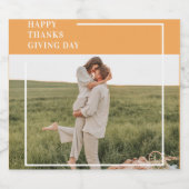 家族モダン写真と幸せな感謝祭の日の贈り物 ビールラベル (シングルラベル)