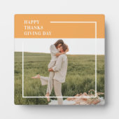 家族モダン写真と幸せな感謝祭の日の贈り物 フォトプラーク (正面)