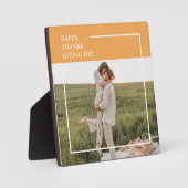 家族モダン写真と幸せな感謝祭の日の贈り物 フォトプラーク (正面)