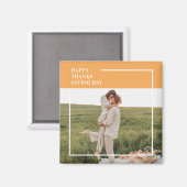 家族モダン写真と幸せな感謝祭の日の贈り物 マグネット (正面/裏面)